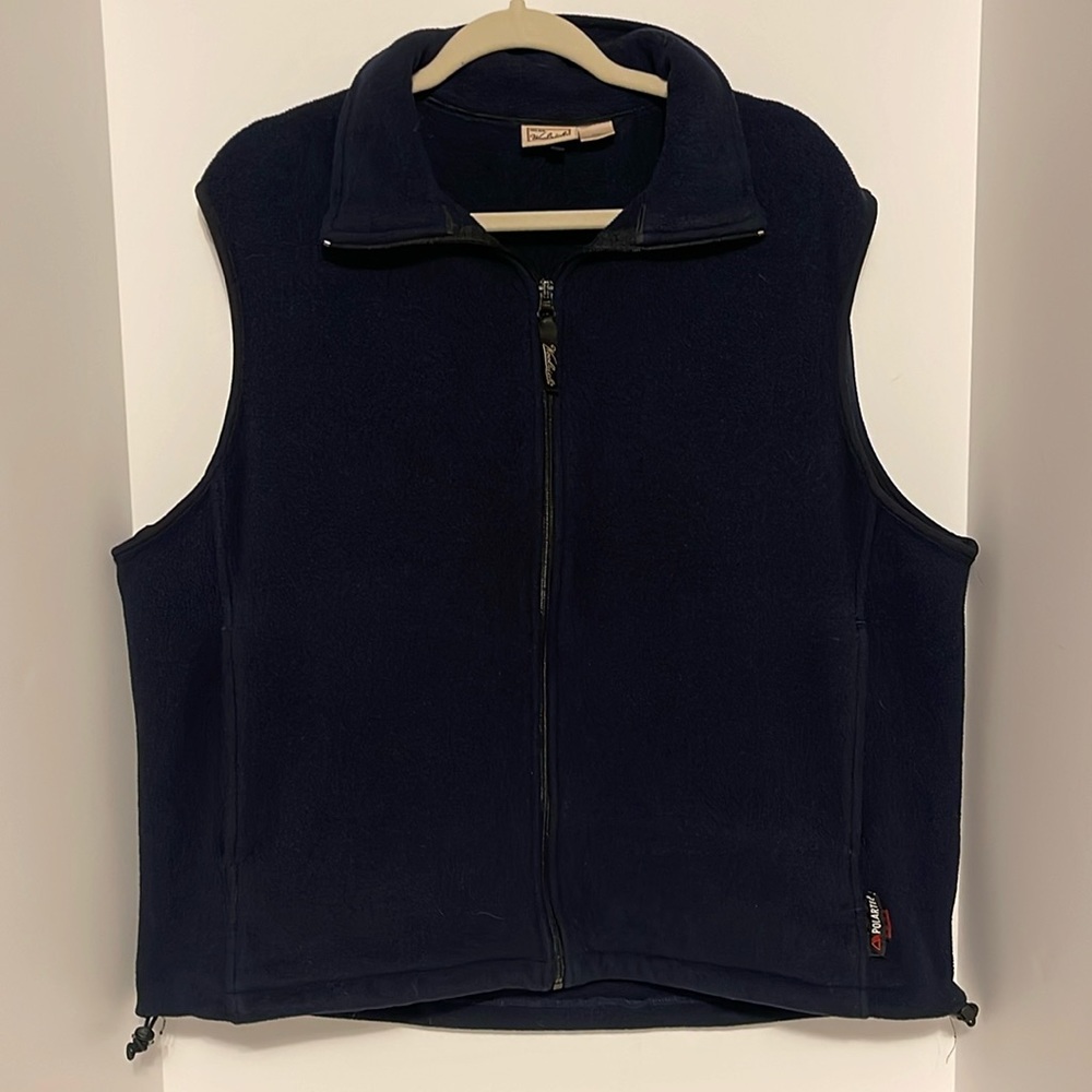 Woolrich Vest Men’s Size XL Long Blue Fleece Zip Up Polartec Outdoor Pockets